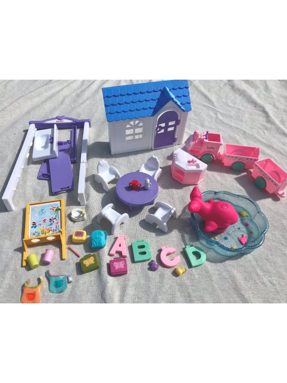 Vtg 90s Kelly Nursery School Play Set Barbie Baby Sister Whale Pool Access Lot